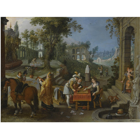 Elegand Figures in the Park, vintage artwork by Sebastian Vrancx, A3 (16x12") Poster Print