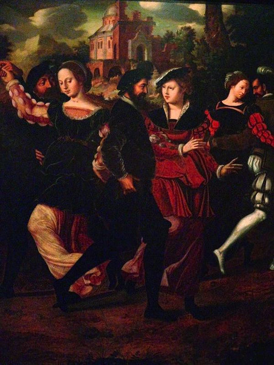 Elegant couples dancing in a landscape, vintage artwork by Ambrosius Benson, A3 (16x12") Poster Print