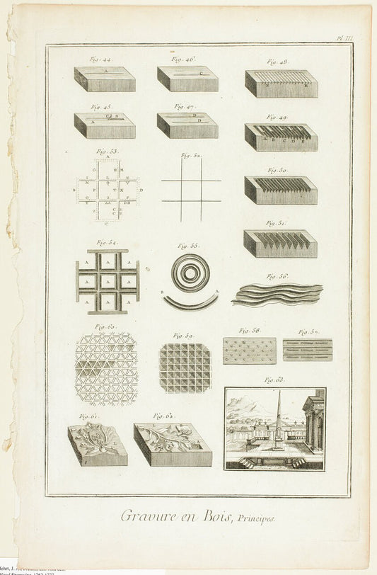 Elements of Wood Engraving, from Encyclopedie by  A. J. Defehrt (French, active 18th century),23x16"( A2 size ) Poster Print