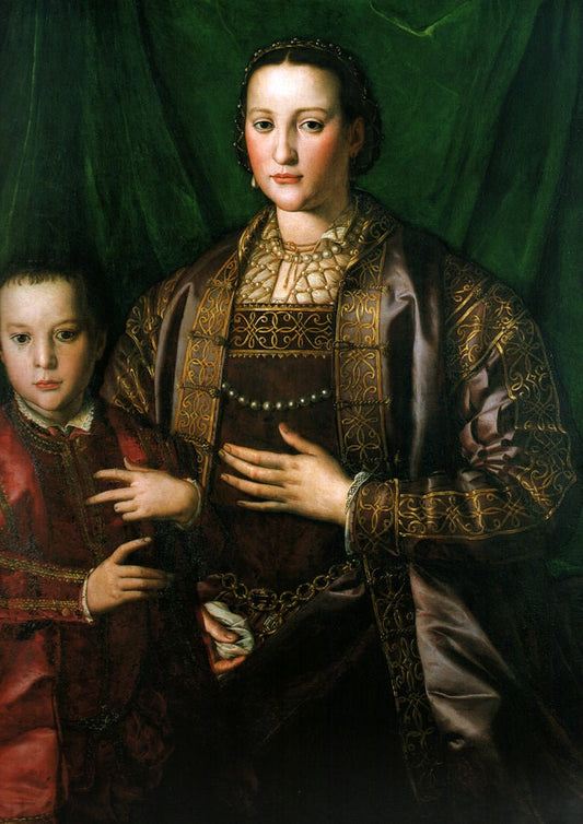 Eleonora di Toledo, Duchess of Florence, with her son Francesco, vintage artwork by Agnolo Bronzino, A3 (16x12") Poster Print
