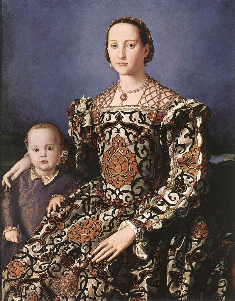 Eleonora of Toledo with her son Giovanni de' Medici, vintage artwork by Agnolo Bronzino, A3 (16x12") Poster Print
