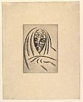 Elie Nadelman , Warsaw 1882–1946 Riverdale, New York):Female Head Draped 1920, vintage artwork, 16x12"(A3) Poster Print