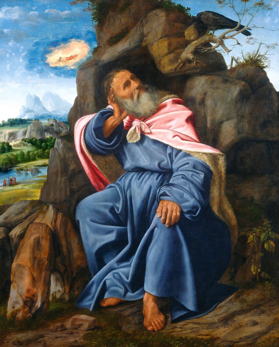 Elijah Fed by  the Raven, vintage artwork by Giovanni Girolamo Savoldo, A3 (16x12") Poster Print