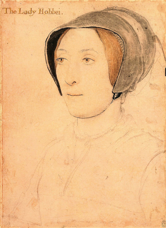Elizabeth, Lady Hoby  (c.1500-1560), vintage artwork by Hans Holbein the Younger, A3 (16x12") Poster Print