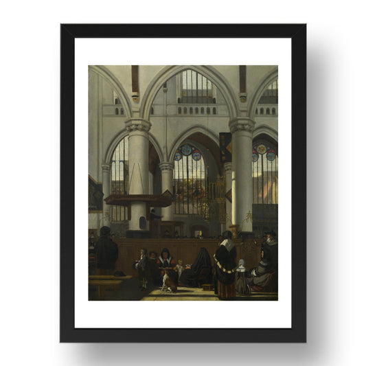 Emanuel de Witte: The Interior of the Oude Kerk, Amsterdam, Poster in 17x13"(A3) Frame