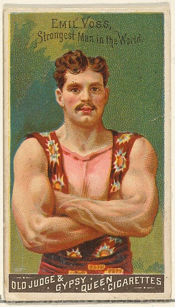:Emil Voss Strongest Man in the World from the Goodwin Champion series for Old Judge and Gypsy Queen Cigarettes 1888, vintage artwork, 16x12"(A3) Poster Print