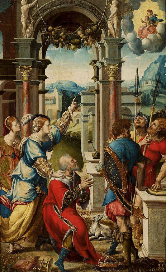 Emperor Augustus and the Siby l Tibur, vintage artwork by Jan van Scorel, A3 (16x12") Poster Print