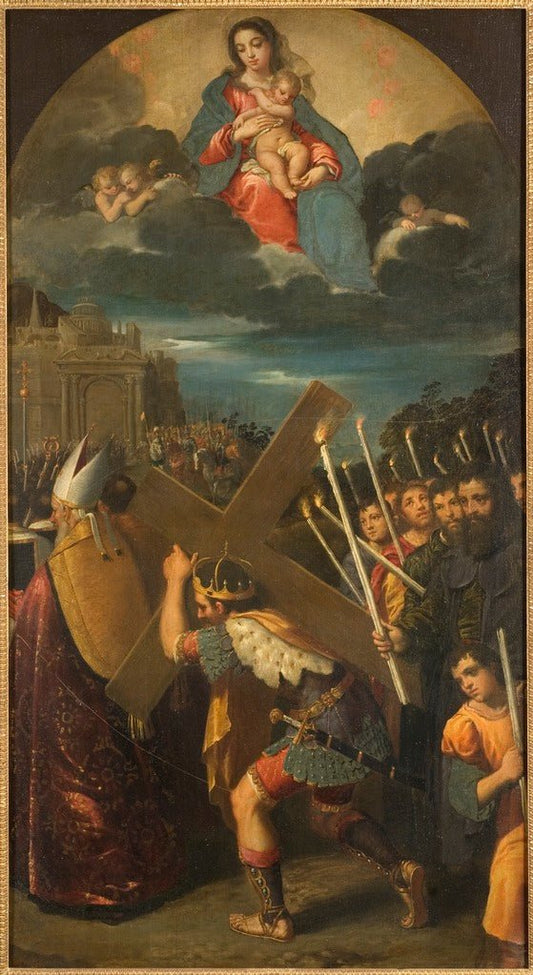 Emperor Heraclius Carrying the Cross to Jerusalem, vintage artwork by Ippolito Scarsella, 12x8" (A4) Poster