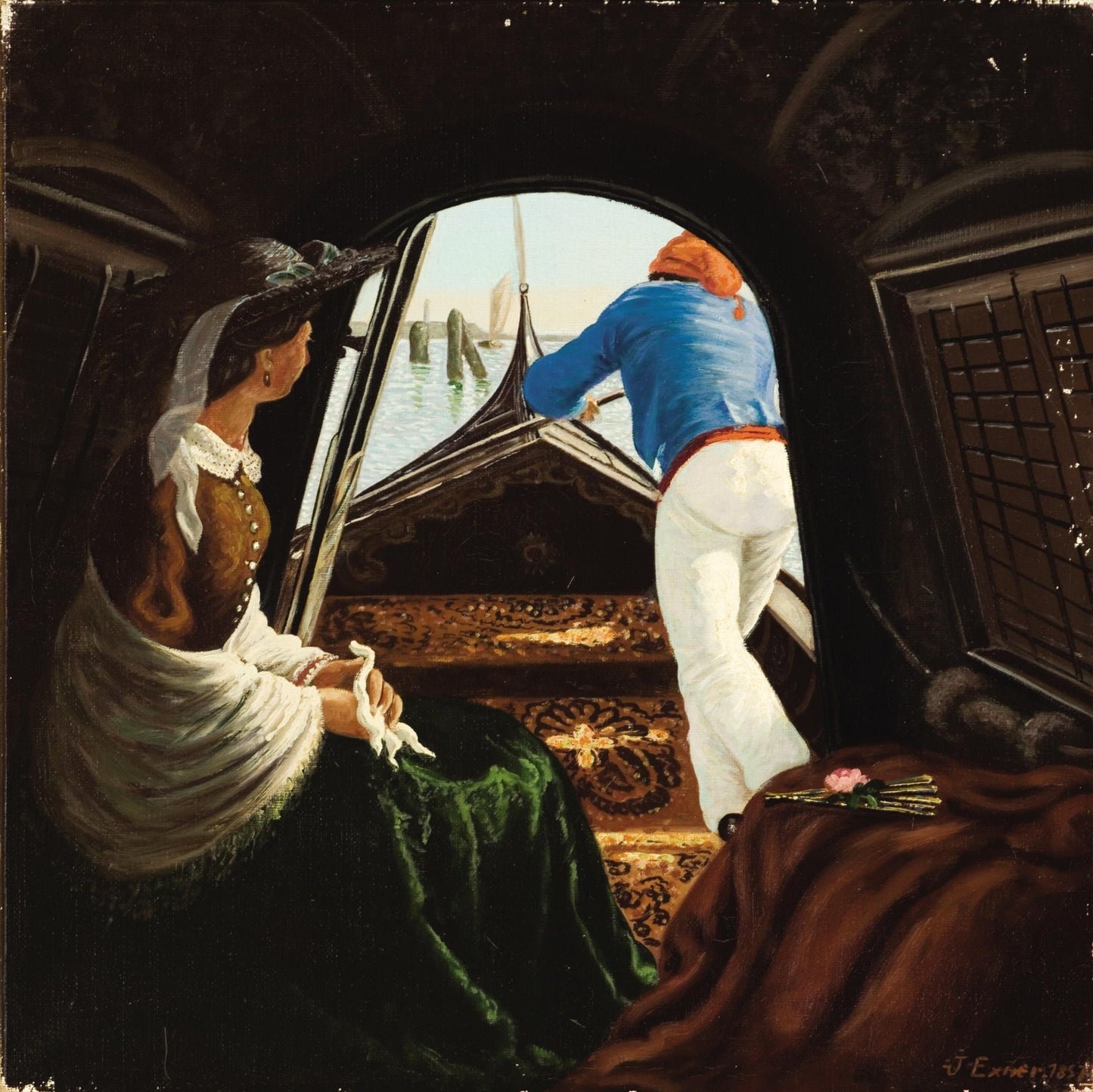 En Gondol by Johan Julius Exner, vintage art, modern poster print