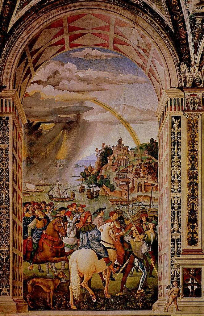 Enea Silvia Piccolomini Leaves for the Concile in Basel, vintage artwork by Pinturicchio, A3 (16x12") Poster Print