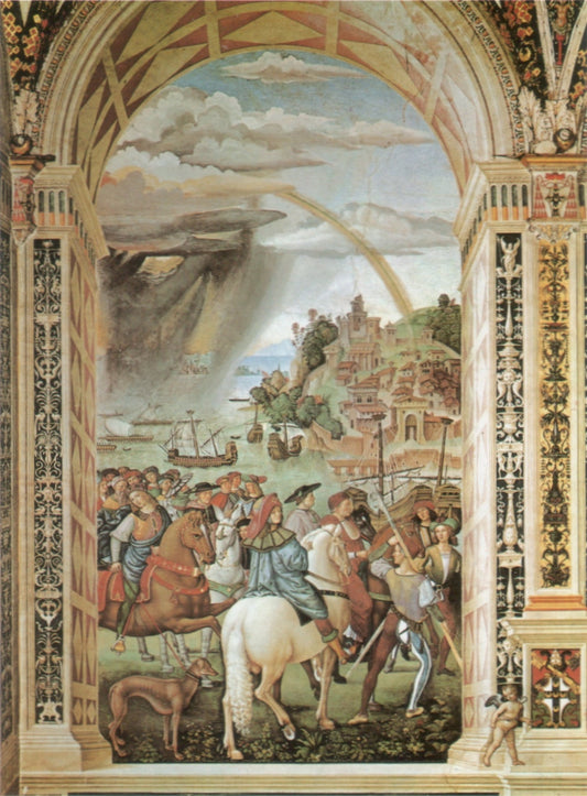 Enea Silvio Piccolomini Leaving for the Council of Base, vintage artwork by Pinturicchio, A3 (16x12") Poster Print