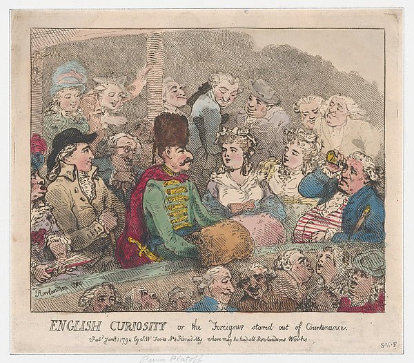 English Curiosity  or The Foreigner Stared Out of Countenance , vintage art, A3 (16x12") Poster Print