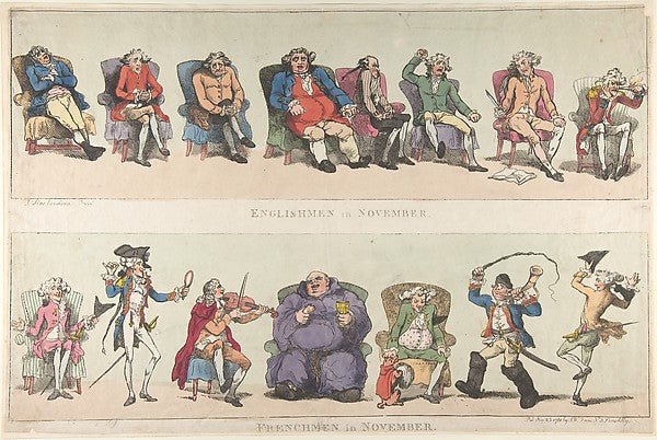 Englishmen in November  Frenchmen in November November 25, 178, vintage art, A3 (16x12") Poster Print