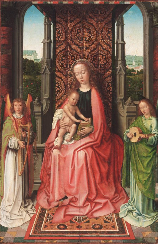 Enthroned Virgin and Child, vintage artwork by Gheeraert (Gerard) David, A3 (16x12") Poster Print
