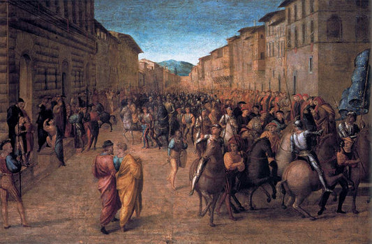 Entry of Charles VIII into Florence, vintage artwork by Francesco Granacci, A3 (16x12") Poster Print