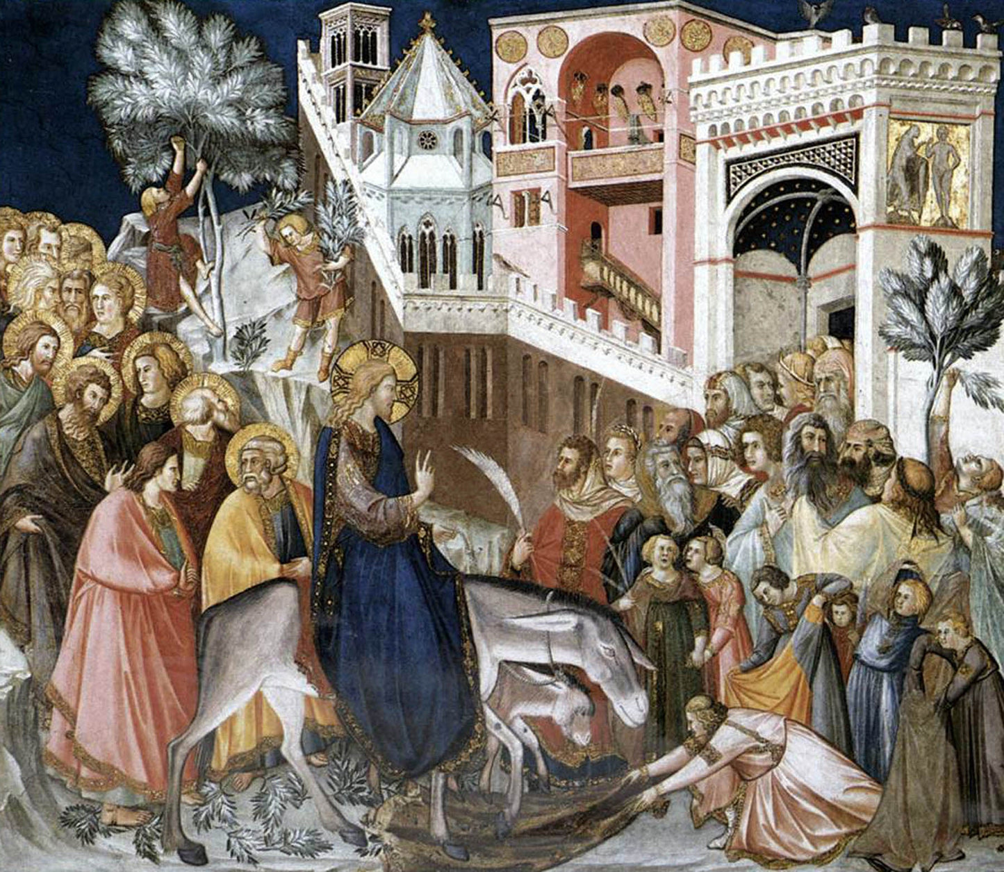 Entry of Christ into Jerusalem, vintage artwork by Pietro Lorenzetti, 12x8" (A4) Poster