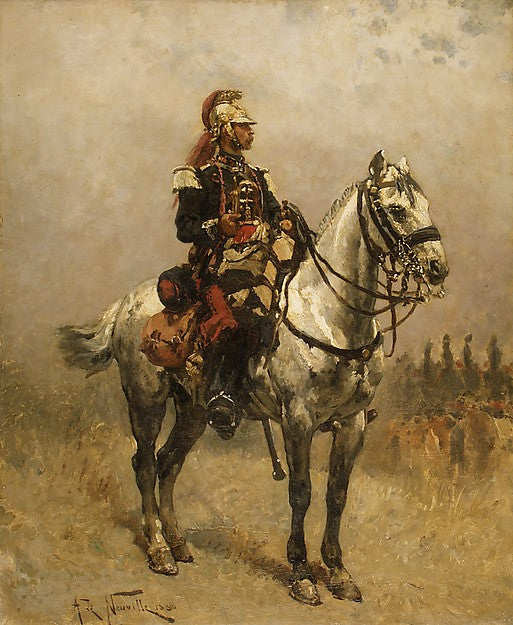 Alphonse-Marie-Adolphe de Neuville:A Cavalryman 1884-16x12"(A3) Poster