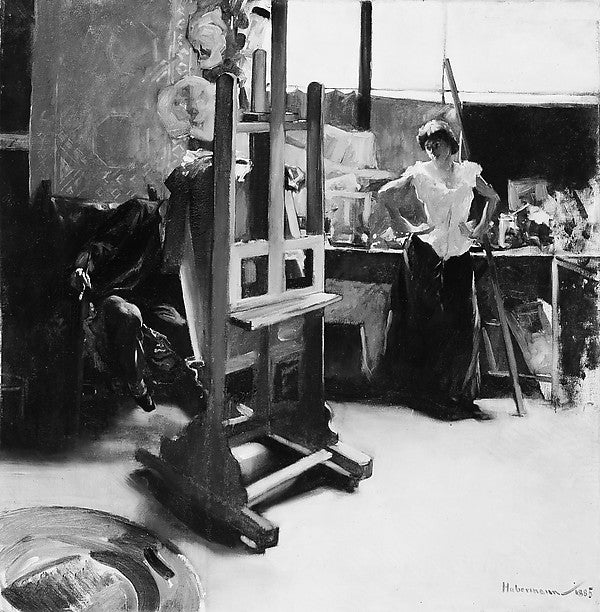 Hugo von Habermann:In the Studio 1885-16x12"(A3) Poster