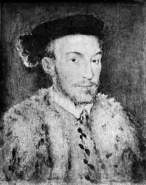 French Painter:Portrait of a Man in a White Fur Coat -16x12"(A3) Poster