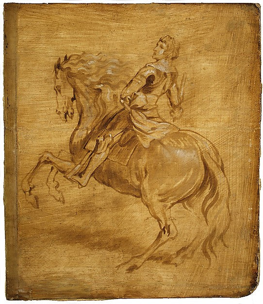 Attributed to Anthony van Dyck:A Man Riding a Horse c1630-16x12"(A3) Poster