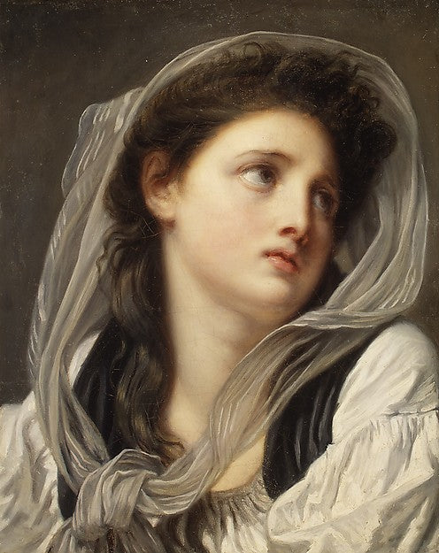 Jean-Baptiste Greuze:Head of a Young Woman possibly 1780s-16x12"(A3) Poster