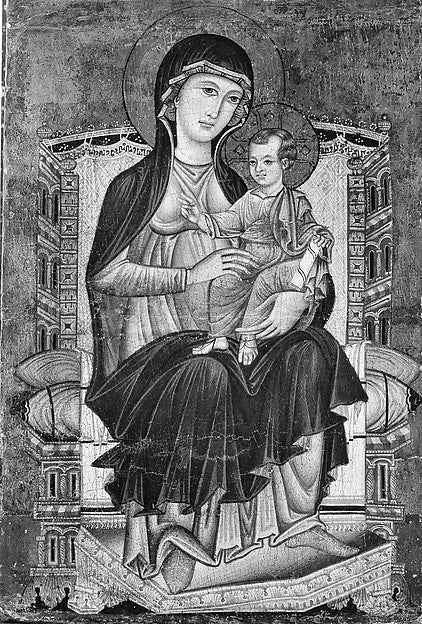 Italian Painter:Madonna and Child Enthroned -16x12"(A3) Poster