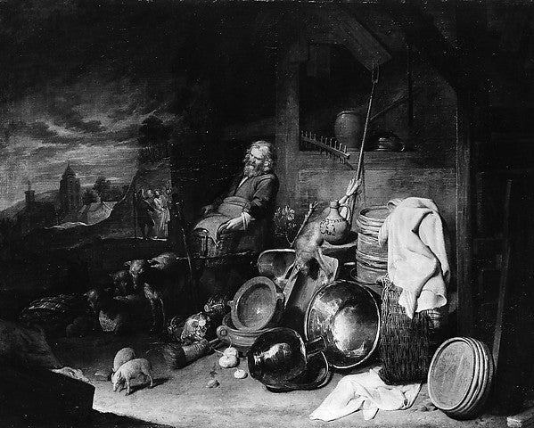 David Ryckaert III:The Yard of the Inn at Emmaus -16x12"(A3) Poster