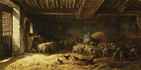 Charles Jacque:The Sheepfold 1857-16x12"(A3) Poster