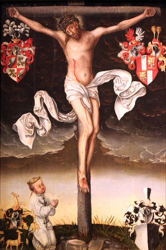 Epitaph with Child in Burial Gown, vintage artwork by Lucas Cranach the Younger, A3 (16x12") Poster Print