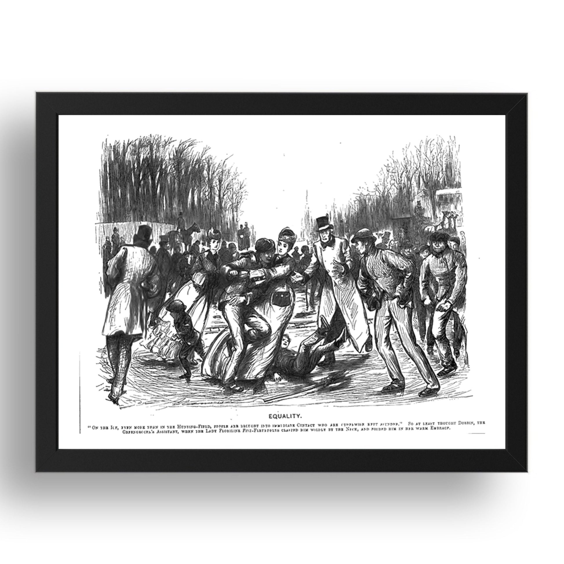 equality ice skating, vintage historic poster in 17x13"(A3) Frame