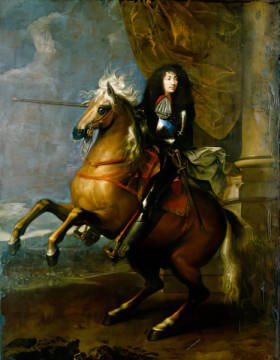 Equestrian Portrait of Louis XIV by Charles Lebrun, vintage art, modern poster print