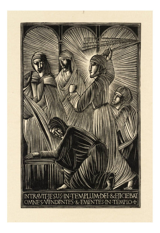 eric-gill-christ-and-the-money-changers-1919 by Eric Gill, vintage artwork, modern poster print