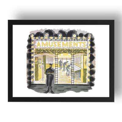 amusement arcade by Eric Ravilious, 17x13" Frame