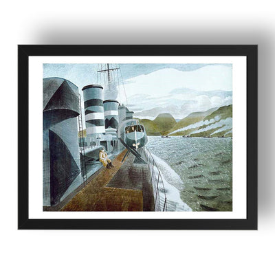 scapa flow HMS Highlander Orkney 1940 by Eric Ravilious, 17x13" Frame