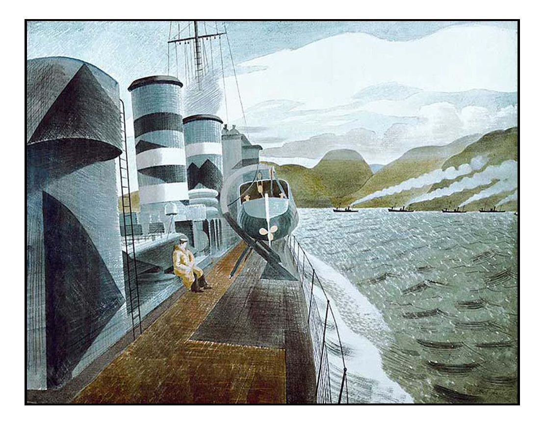 leaving-scapa-flow HMS Highlander Orkney 1940 - Captain Eric Ravilious 