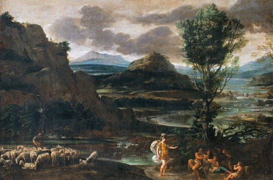 Erminia among the Shepherds, vintage artwork by Domenichino, 12x8" (A4) Poster