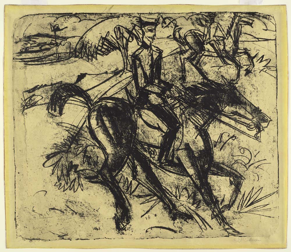 Ernst Ludwig Kirchner - Evening Patrol, vintage art, A3 (16x12")  Poster Print 