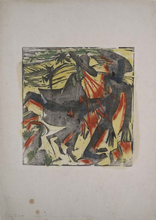 Ernst Ludwig Kirchner - Schlemihl Meets His Shadow, vintage art, A3 (16x12")  Poster Print 