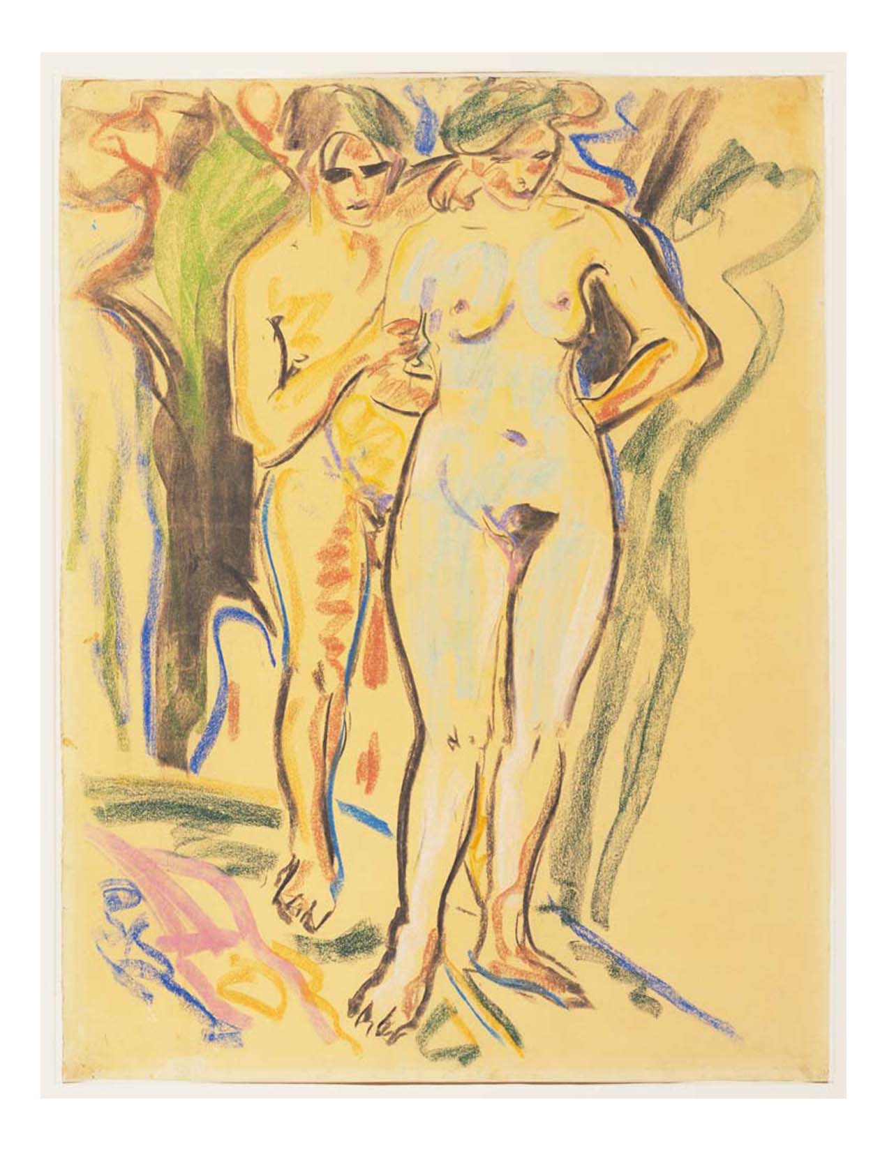 Ernst Ludwig Kirchner - Two Nudes in a Landscape, 16x12" (A3) Poster Print