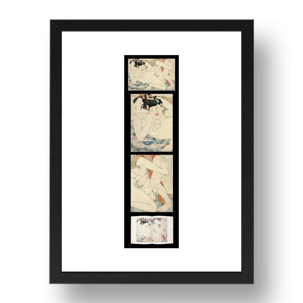 Erotic-Panels, Graphic Erotic ukiyo-e  Japanese Shunga, classic artwork in 17x13"(A3) Frame