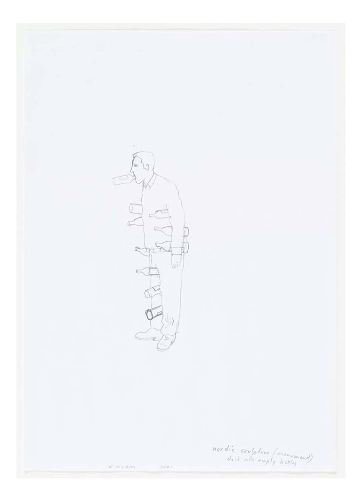 Erwin Wurm - Nordic sculpture do it with empty bottles, 16x12" (A3) Poster Print