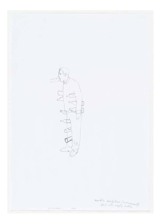 Erwin Wurm - Nordic sculpture do it with empty bottles, 16x12" (A3) Poster Print