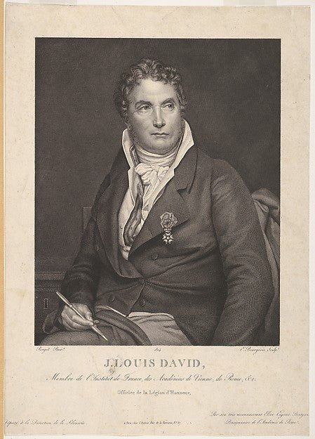 Eugène Bourgeois:Portrait of J. Louis David 1814, vintage artwork, 16x12"(A3) Poster Print