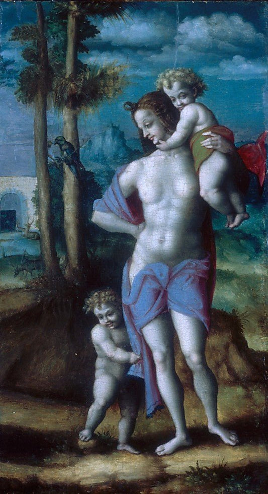 Eve with Cain and Abel, vintage artwork by Il Bacchiacca, A3 (16x12") Poster Print