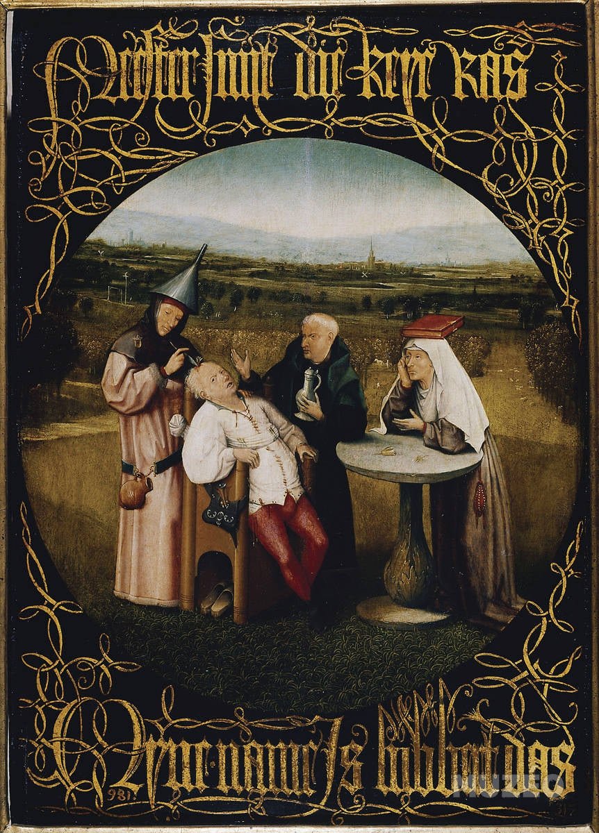Excision of the Stone of Folly, vintage artwork by Jheronimus Bosch, A3 (16x12") Poster Print