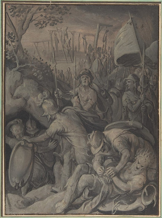 Execution of the Five Kings of the Amorites, vintage artwork by Joachim Beuckelaer, A3 (16x12") Poster Print