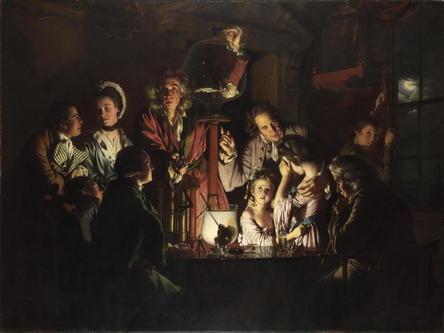 Experiment with a Bird in an Air Pump by Joseph Wright of Derby, vintage art, modern poster print