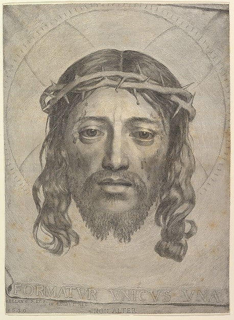 Face of Christ on St. Veronica's Cloth 1649-Claude Mellan , vintage art, A3 (16x12") Poster Print