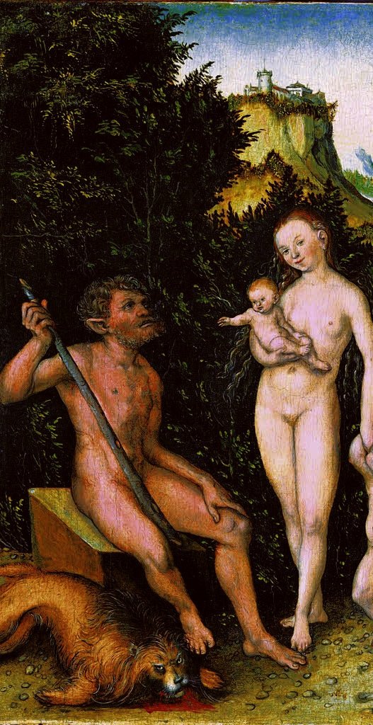 Family of Wild People, vintage artwork by Lucas Cranach the Elder, A3 (16x12") Poster Print