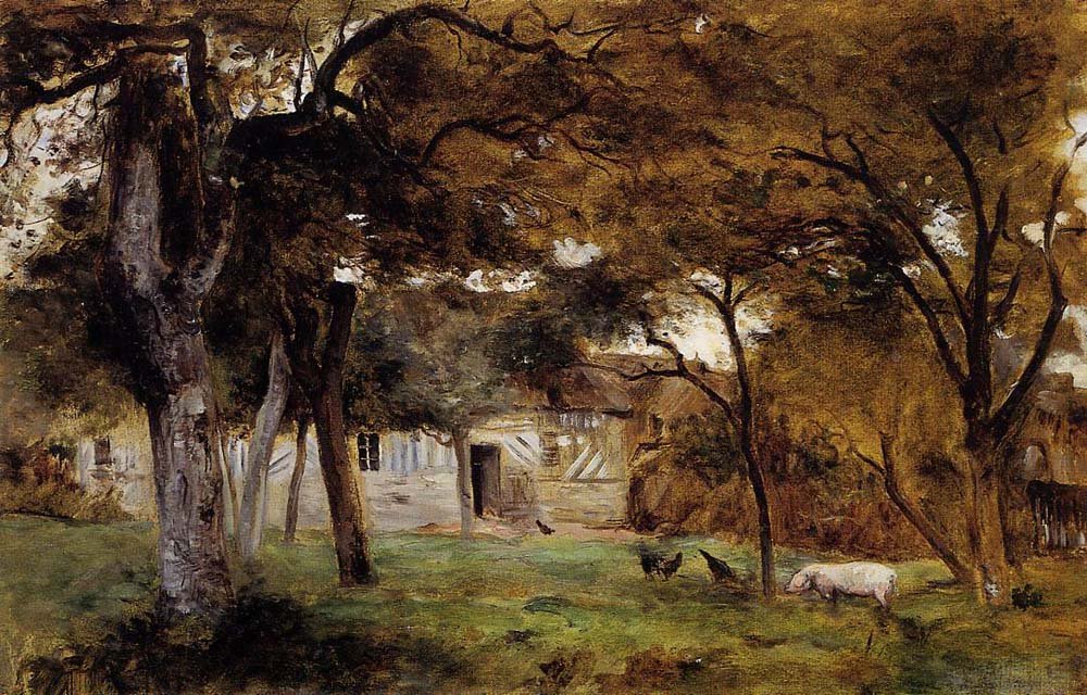 Farm in Normandy - 1859 - by Berthe Morisot, vintage art, modern poster print
